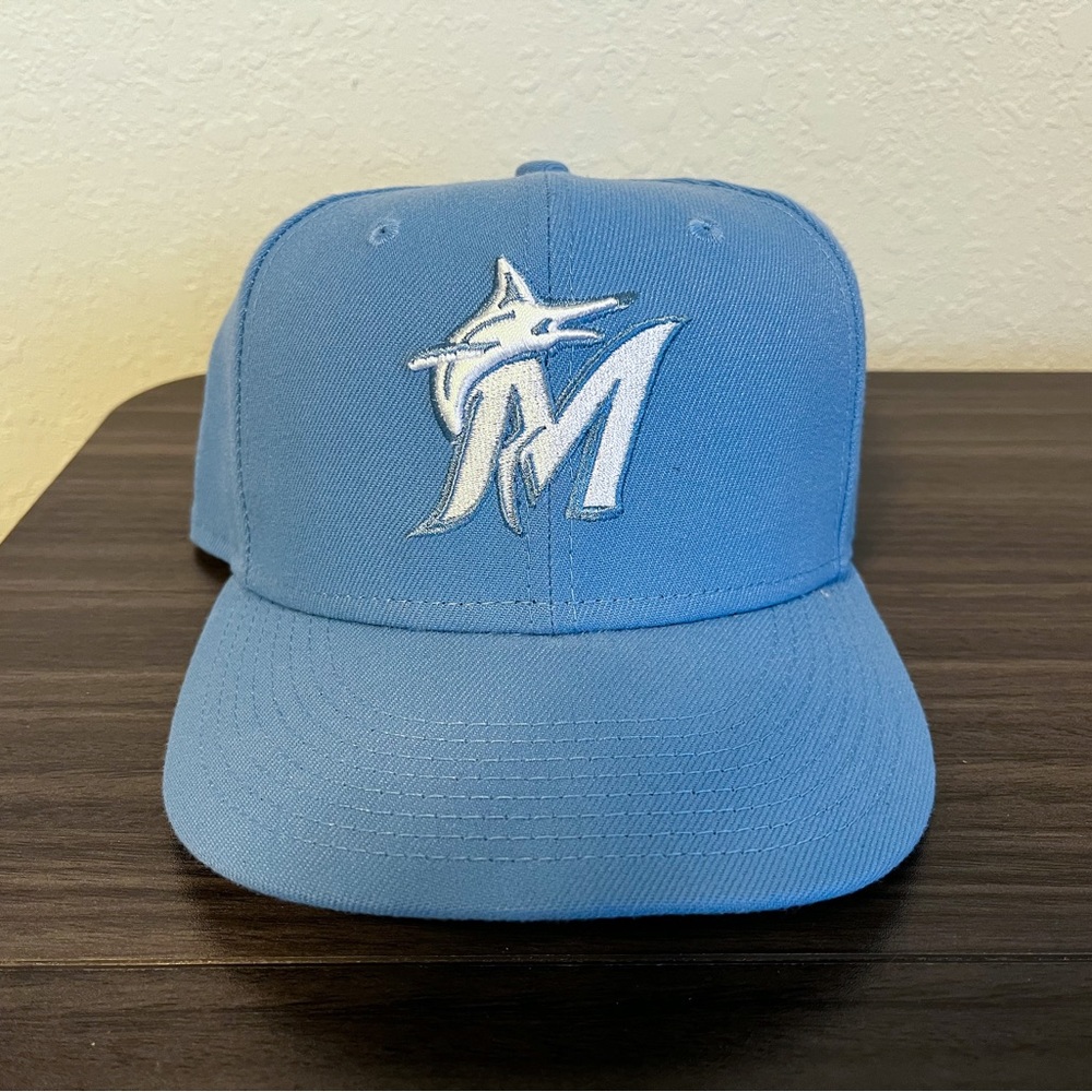 New Era 59fifty Miami Marlins Hat Baby Blue Size 7 3/8